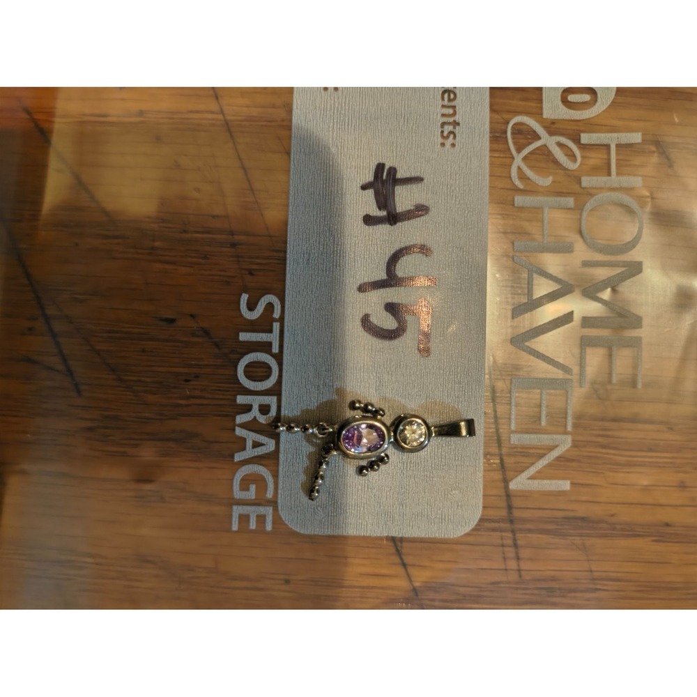 Articulated Moving Figurine Pendant Purple Clear Gemstone Charm 925 vintage